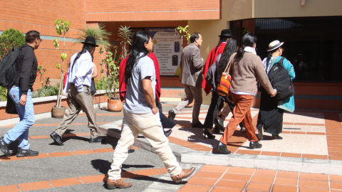 Miembros de la Conaie en la Conferencia Episcopal Ecuatoriana, el 3 de agosto de 2022.