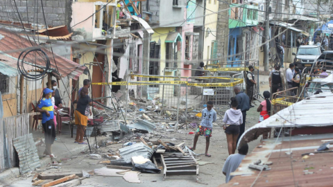 Vista general de la zona cero del atentado con explosivos en Cristo del Consuelo, en Guayaquil, el 15 de agosto de 2022.