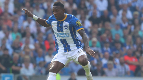 Pervis Estupiñán, en el partido del Brighton ante Leeds United, el 27 de agosto de 2022.