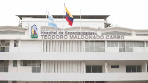 Fachada del Hospital del IESS, Teodoro Maldonado Carbo, de Guayaquil, de 2020.