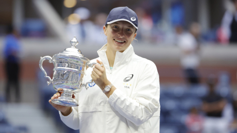 Iga Swiatek celebra el campeonato del Abierto de Estados Unidos 2022, el sábado 10 de septiembre.