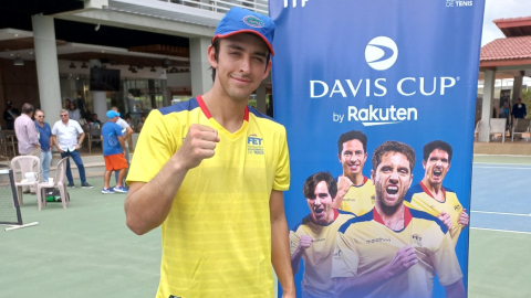 Andy Andrade, después del selectivo para la Copa Davis, en Guayaquil, el 13 de julio de 2022.