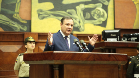 El ministro del Interior, Juan Zapata, durante su comparecencia en la Asamblea por el caso de María Belén Bernal, este 28 de septiembre de 2022.