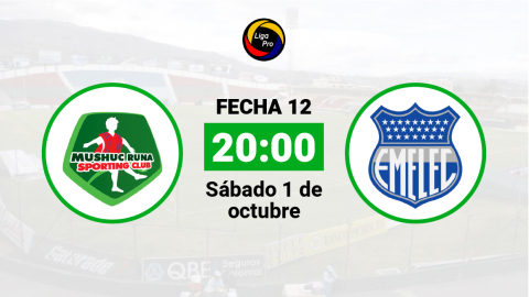 Mushuc Runa se enfrenta a Emelec el sábado 1 de octubre desde las 20:00.