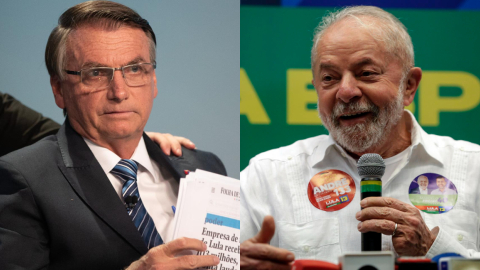 Jair Bolsonaro (izquierda) y Lula da Silva, durante el debate presidencial en Brasil, el 29 de septiembre de 2022.