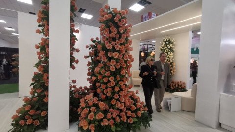 Stand de la empresa Rosaprima en la Expo Flor Ecuador, realizada en Quito, el 5 de octubre de 2022. 