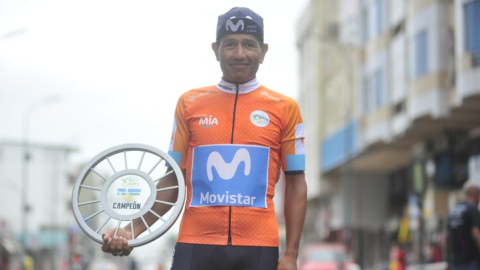 Segundo Navarrete, después de una competencia con el Movistar Team Ecuador.