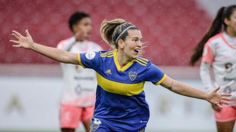 Camila Gómez, de Boca Juniors, festeja un gol anotado frente a Ñañas en la Fecha 2 de la Libertadores femenina, el 16 de octubre de 2022.