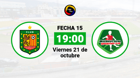 Deportivo Cuenca se enfrenta a Mushuc Runa el viernes 21 de octubre desde las 19:00.