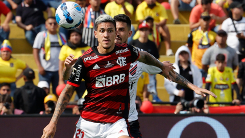 Pedro, de Flamengo, en la final de la Copa Libertadores ante Athletico Paranaense, en el estadio Banco Pichincha, el 29 de octubre de 2022.