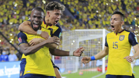 Enner Valencia celebra su gol ante Argentina, el 29 de marzo de 2022.