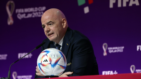 Gianni Infantino, presidente de la FIFA, en la rueda de prensa del sábado 19 de noviembre desde Qatar.