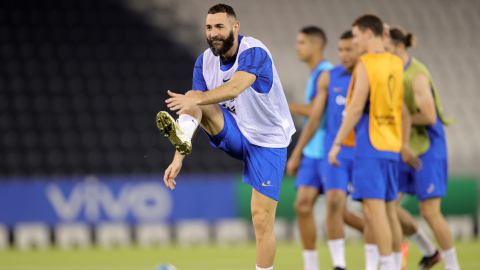 Karim Benzema durante el entrenamiento de la selección de Francia en Doha, Qatar, el 17 de noviembre de 2022.