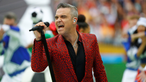 El cantante Robbie Williams durante la ceremonia de inauguración del Mundial Rusia 2018.