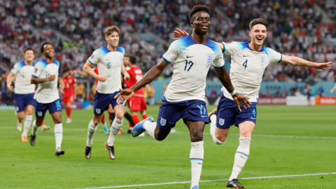 Bukayo Saka celebra en el partido de Inglaterra ante Irán, el 21 de noviembre de 2022.