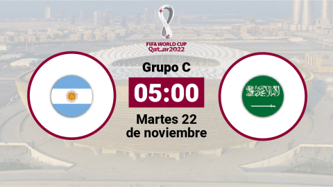 Argentina enfrenta a Arabia Saudita por el Grupo C del Mundial de Qatar, el martes 22 de noviembre de 2022.