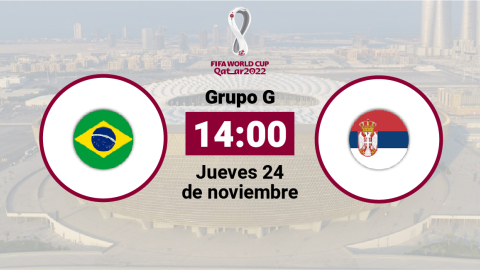 Brasil y Serbia se enfrentan por el Grupo G del Mundial de Qatar 2022, el jueves 24 de noviembre.