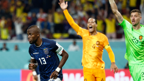 Enner Valencia tras el gol que le anotó a Países Bajos en el Mundial de Qatar, el 25 de noviembre de 2022.