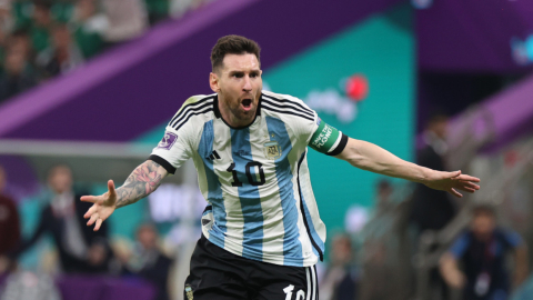 Lionel Messi festeja un gol ante México en Lusail, el 26 de noviembre de 2022.