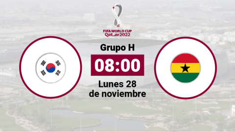 Corea del Sur y Ghana se enfrentan el lunes 28 de noviembre, por la segunda fecha del Grupo H.