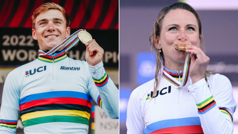 Remco Evenepoel y Annemiek Van Vleuten se consagraron campeones en el Mundial de Ruta 2022.