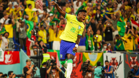 Vinicius Jr. celebra en el partido de Brasil ante Corea del Sur, el 5 de diciembre de 2022.