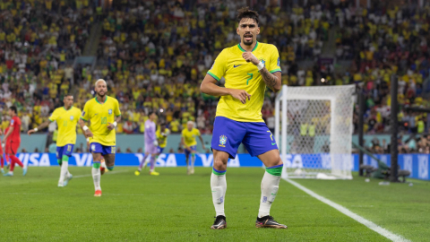 Lucas Paquetá baila en la victoria de Brasil ante Corea del Sur, el 5 de diciembre de 2022.