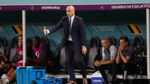 Roberto Martínez dirigiendo a Bélgica en el partido por el Grupo F del Mundial ante Croacia, el 1 de diciembre de 2022.