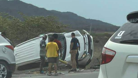 Momento del triple choque en la vía Guayaquil-Santa Elena, el 11 de diciembre de 2022, por el que Geovanny Roditti consta como único procesado.