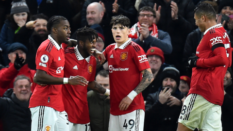 Los jugadores del Manchester United celebran uno de los goles anotados frente al Nottingham Forest, el 27 de diciembre de 2022.