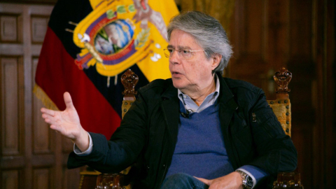 El presidente Guillermo Lasso, en entrevista este 12 de enero de 2023.