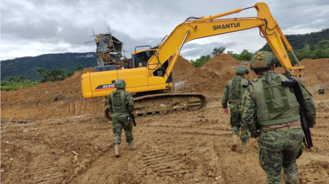 Operativo de minería ilegal en Anchup, Yanzatza, Zamora Chinchipe. 12 de enero de 2023.