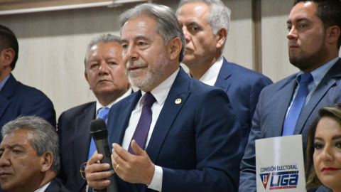 Isaac Álvarez, durante la ceremonia de posesión del nuevo directorio de Liga de Quito, el 31 de enero de 2023.