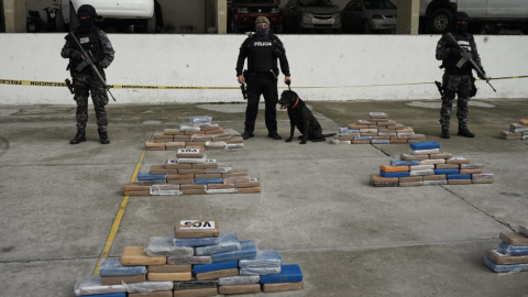 Paquetes de cocaína incautada en el puerto de Guayaquil, en el operativo 'Valentín II', el 14 de febrero de 2023. 