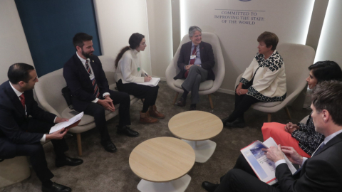 Reunión del presidente Guillermo Lasso con la directora del FMI, Kristalina Georgieva en enero de 2023.