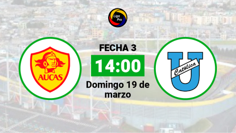 Aucas se enfrentará a Universidad Católica el domingo 19 de marzo, desde las 14:00.