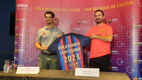 Presentación del Barça Academy Camp Ecuador, en Quito, el 14 de marzo de 2023.