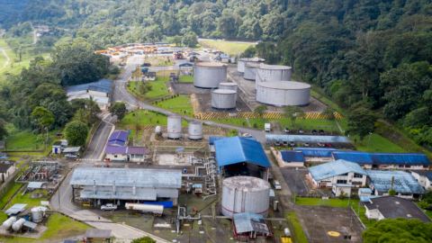 Terminal de Santo Domingo, de propiedad de Petroecuador, empresa estatal de petróleo, el 16 de julio de 2020. 