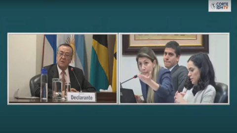 El exmilitar Julio Rogelio Viteri Ungaretti durante la audiencia ante la Corte IDH. 20 de marzo de 2023