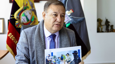 Juan Zapata, ministro del Interior, durante una entrevista con PRIMICIAS, el 22 de marzo de 2023, en Quito.