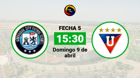 Guayaquil City se enfrenta a Liga de Quito el domingo 9 de abril desde las 15:30.