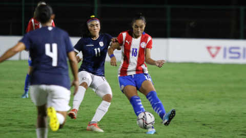 Madelen Riera, durante el partido de Ecuador ante Paraguay, en Asunción el 8 de abril de 2023.