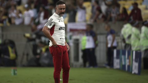 Vítor Pereira, durante la derrota de Flamengo ante Fluminense, el 9 de abril de 2023. 