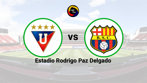 Liga de Quito se enfrenta a Barcelona en el estadio Rodrigo Paz Delgado el 14 de abril de 2023.