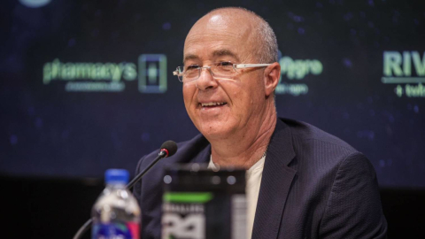 Jorge Célico, durante una rueda de prensa con Barcelona, el 28 de febrero de 2022.