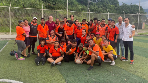 Los Yaguares, equipo de rugby inclusivo, después de un entrenamiento en Guayaquil. 