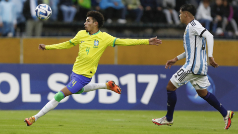 Joao da Mata, durante el partido de Brasil ante Argentina, en el estadio Olímpico Atahualpa, el 23 de abril de 2023.