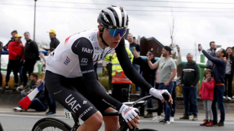 El ciclista esloveno, Tadej Pogacar, durante la carrera Lieja Bastoña Lieja del domingo 23 de abril de 2023.