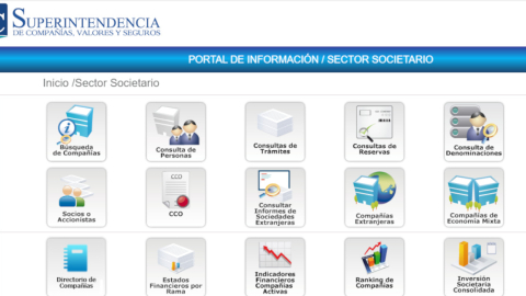 Imagen del portal de la Superintendencia de Compañías, Valores y Seguros. 