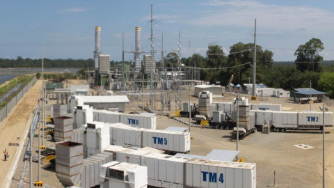 Vista panorámica de la central de termoelectricidad Termogas Machala, que produce electricidad con gas natural. Foto de Archivo de Celec del 21 de enero de 2015.